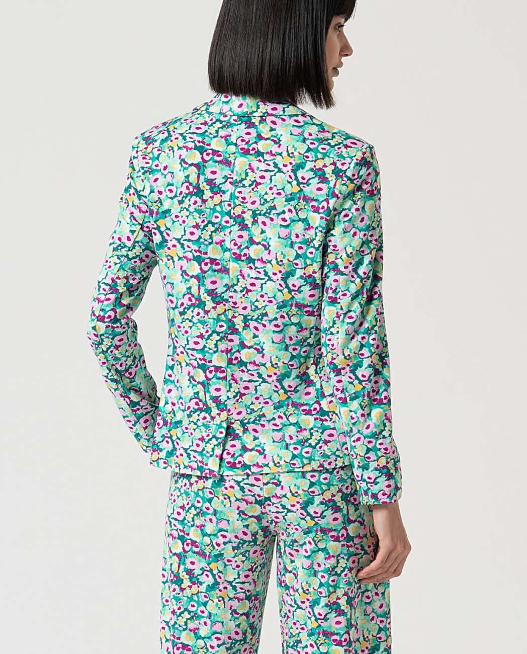 Floral Tailored Blazer with Single Button Closure