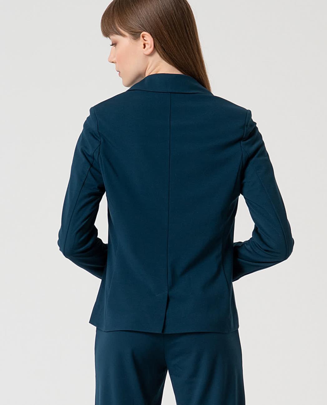Tailored Blazer with Single Button Closure, Petrol Blue