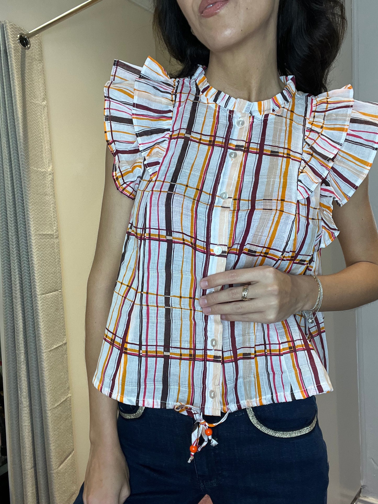 Cotton Blouse with Ruffles