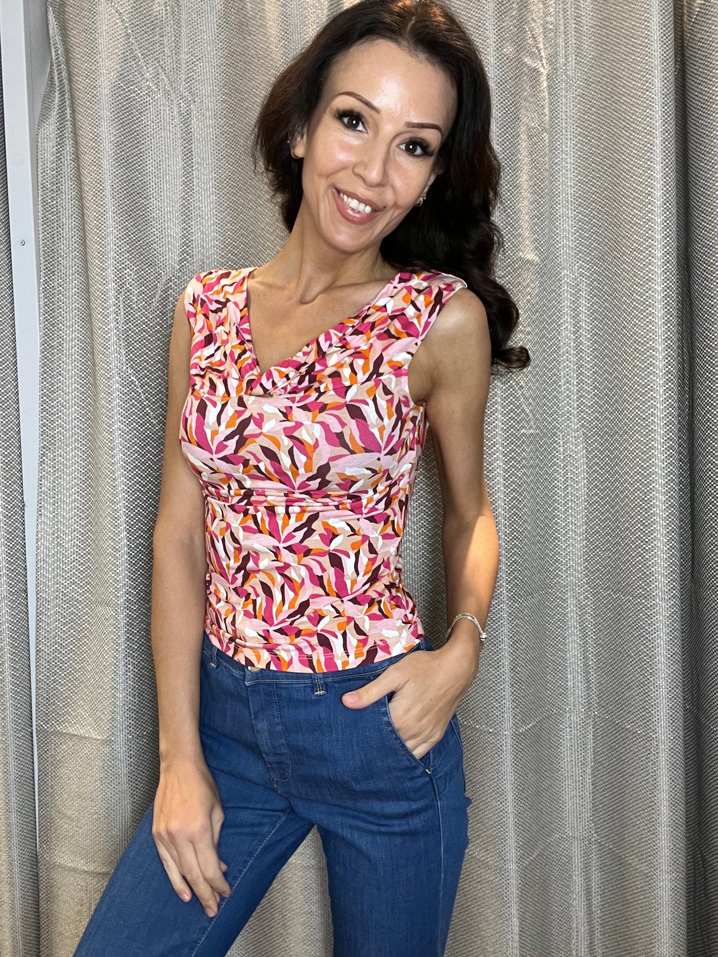 Stretchy Off-the-shoulder Top, Fuchsia