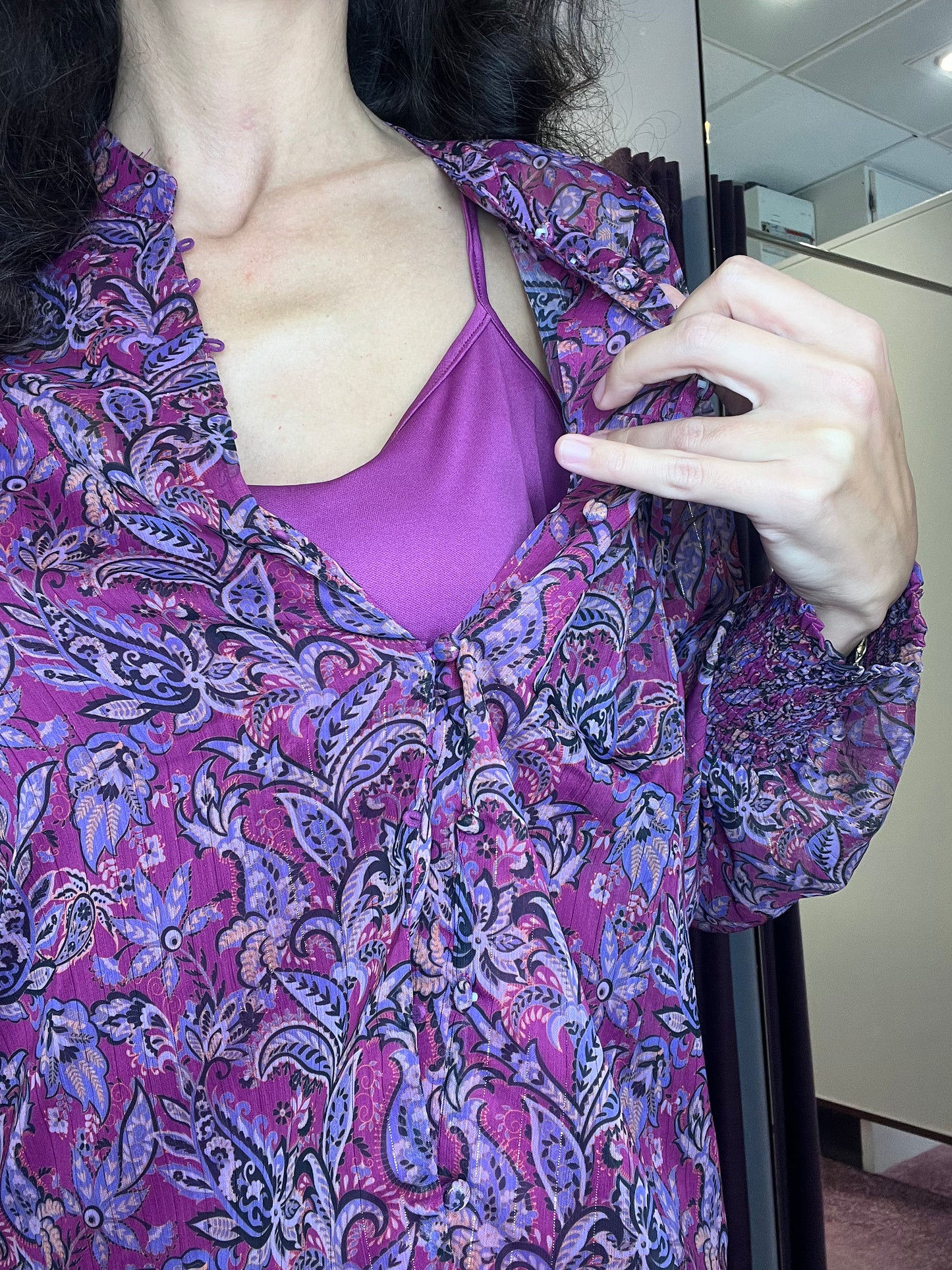 Patterned Dot Blouse Berry/Black