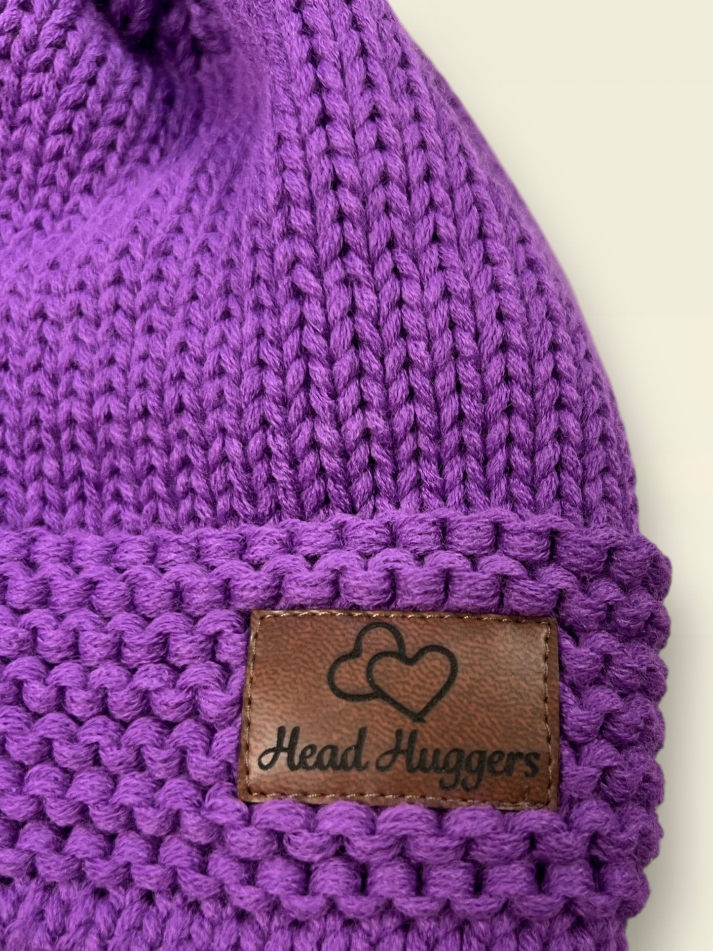 The Head Huggers Hat with Cream Pom-Pom, Purple