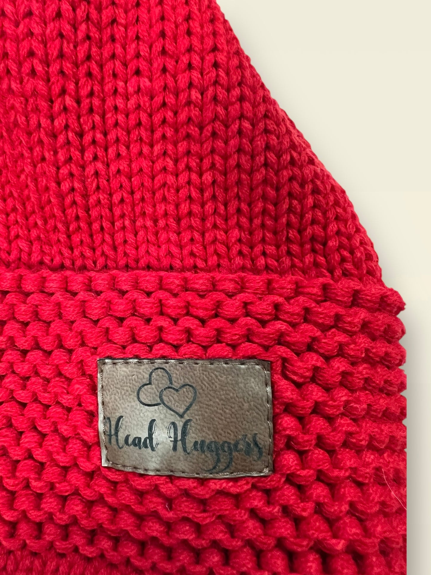 The Head Huggers Hat with Black Spotted Pom-Pom, Red