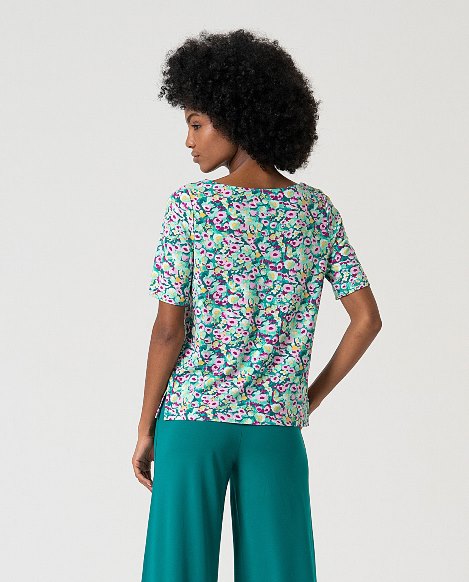 Floral Print Keyhole Blouse