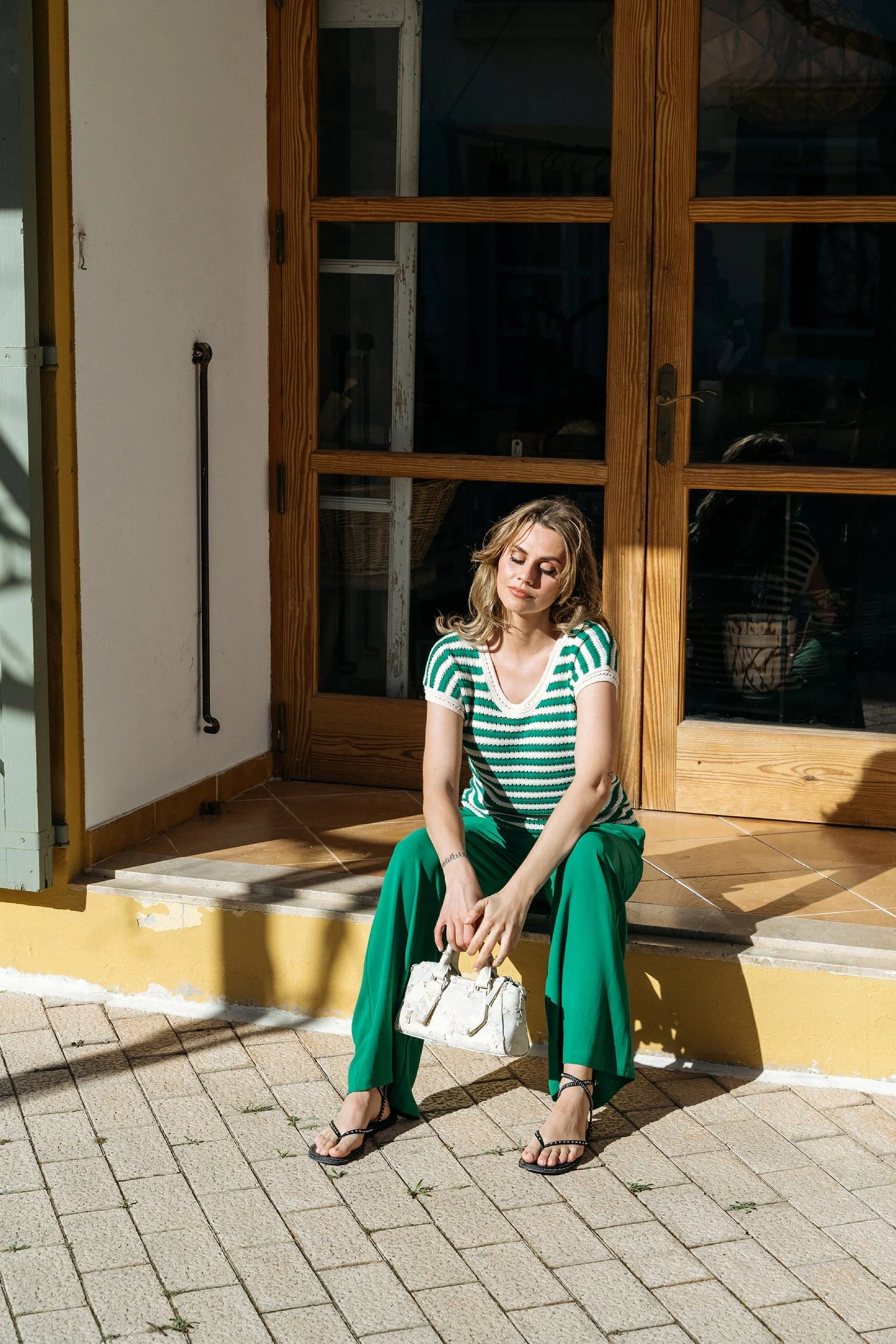 Bonita Striped Top, Green