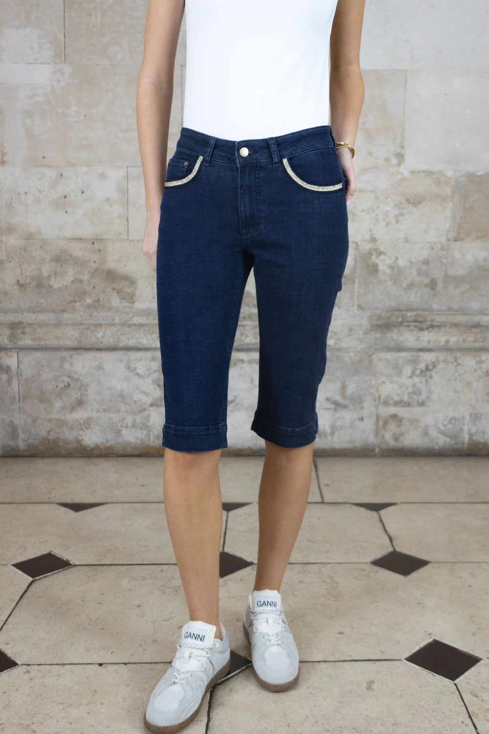 Trimmed Denim Short