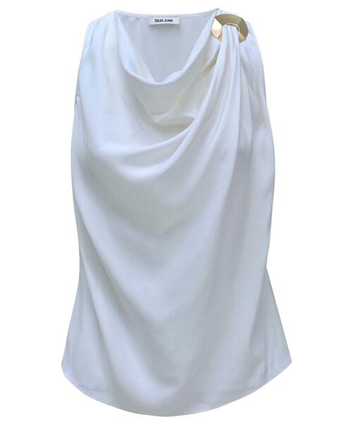 Sleeveless Drape Top with Metal Ring Detail