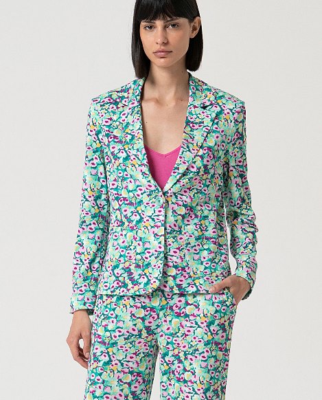 Floral Tailored Blazer with Single Button Closure