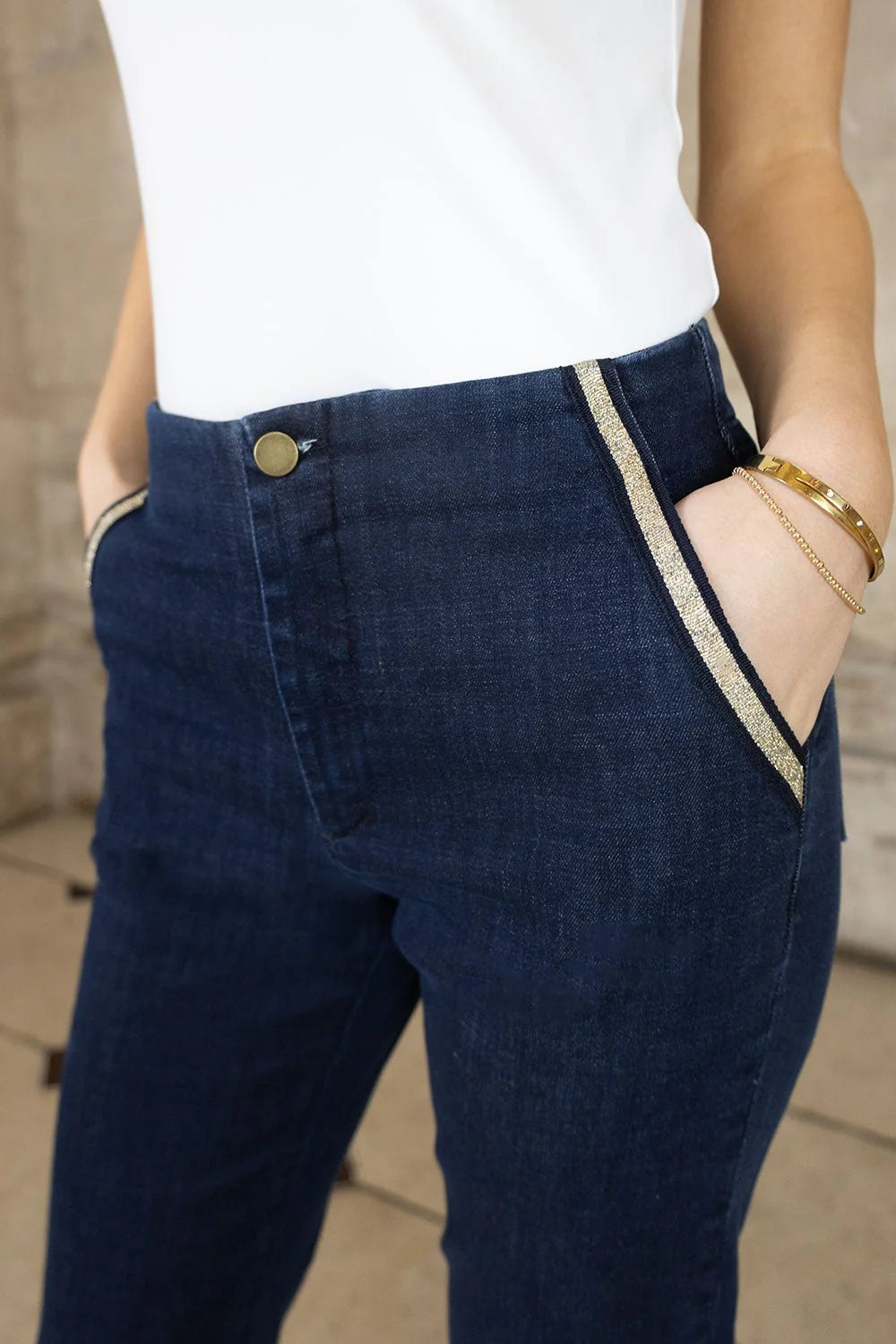 Nala Wide Leg Trouser - 29" Leg, Dark Blue Wash