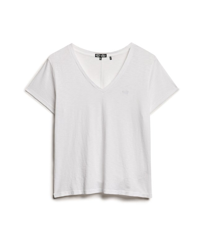 Slub Embroidered V-Neck T-Shirt, Optic