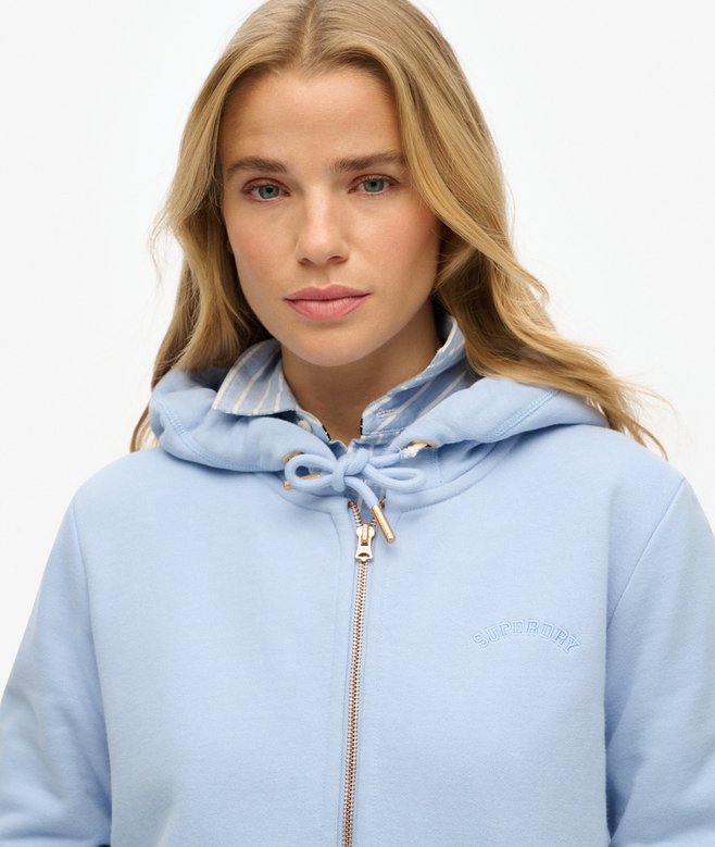 Essential Logo Zip Hoodie, Rich Blue
