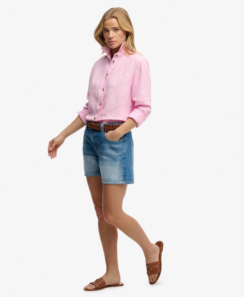 Mid Rise Denim Shorts