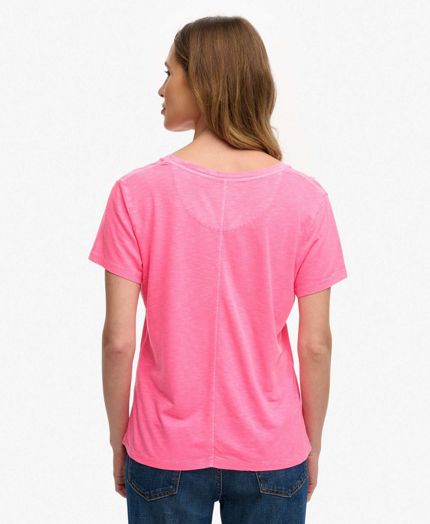 Slub V-Neck T-Shirt, Pink