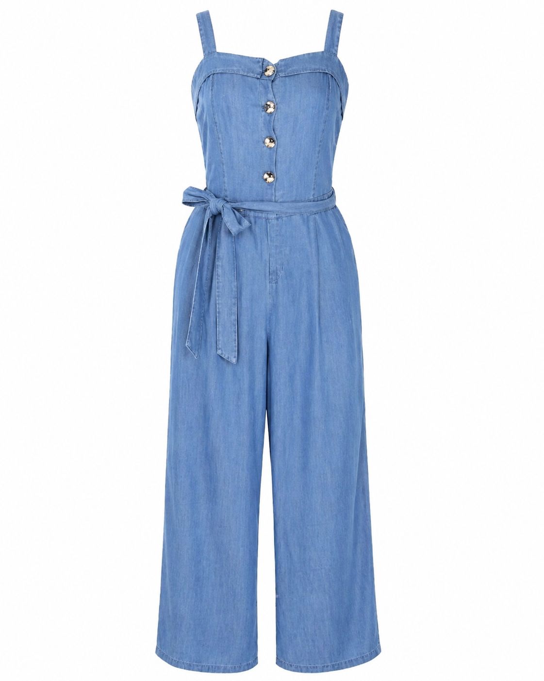 Salsa Jeans Denim Sleeveless Button Front Jumpsuit