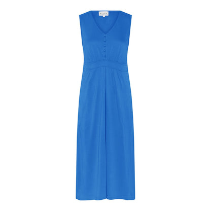 Sleeveless Midi Dress with Button Detail