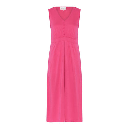 Sleeveless Midi Dress with Button Detail