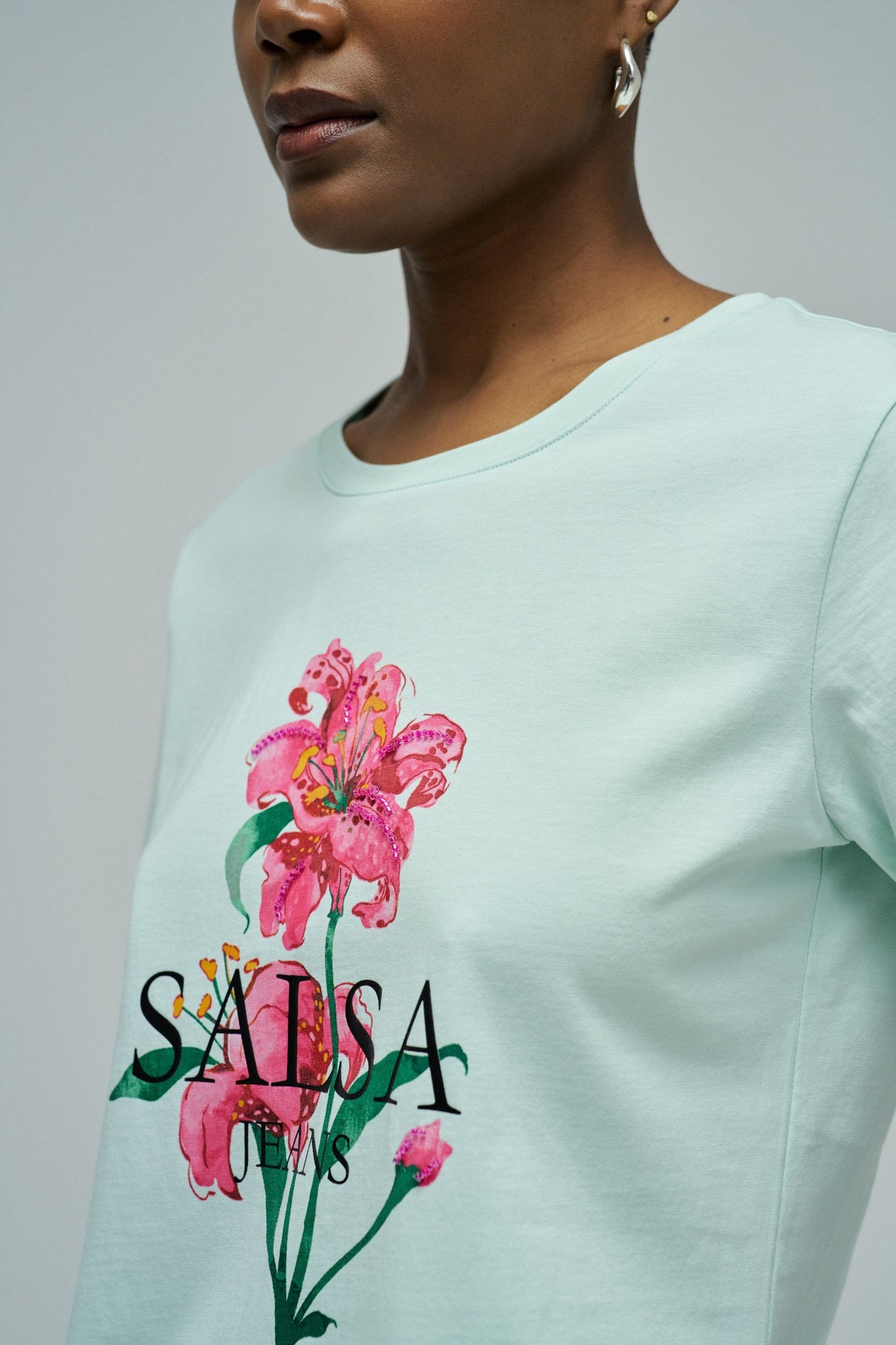 Salsa Jeans Floral Print T-Shirt, Mint