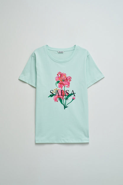 Salsa Jeans Floral Print T-Shirt, Mint