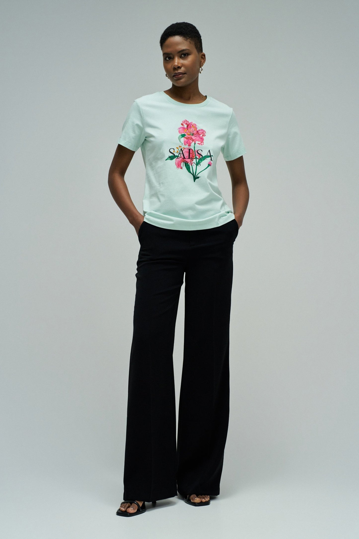 Salsa Jeans Floral Print T-Shirt, Mint