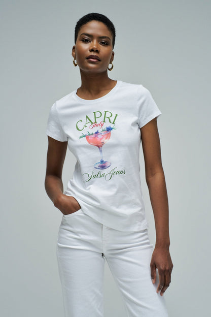 Salsa Jeans Printed T-Shirt Light, White