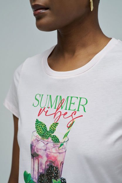 Salsa Jeans Printed T-Shirt Light, Pink
