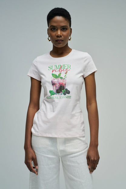 Salsa Jeans Printed T-Shirt Light, Pink