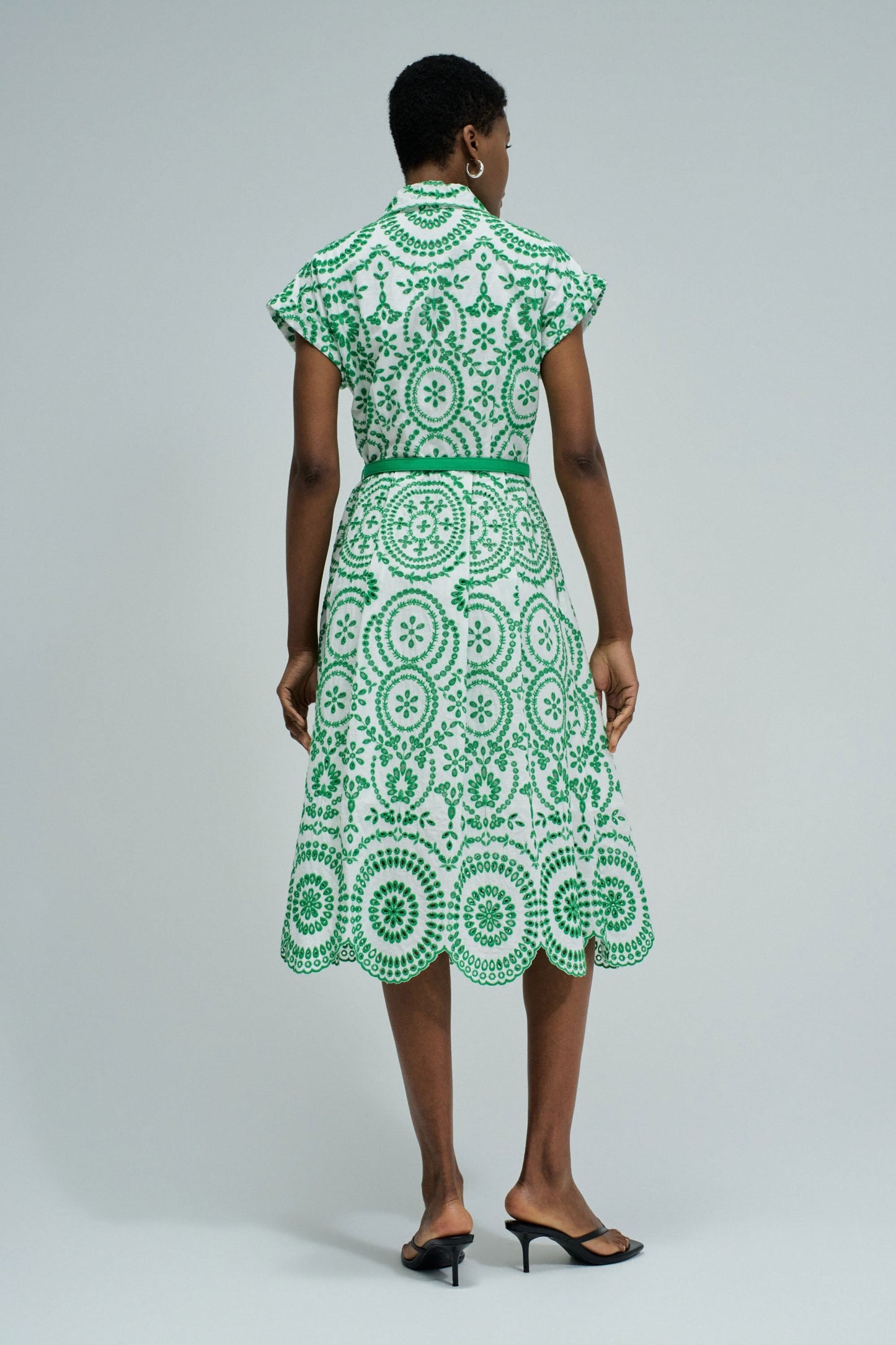 Embroidered Midi Shirt Dress