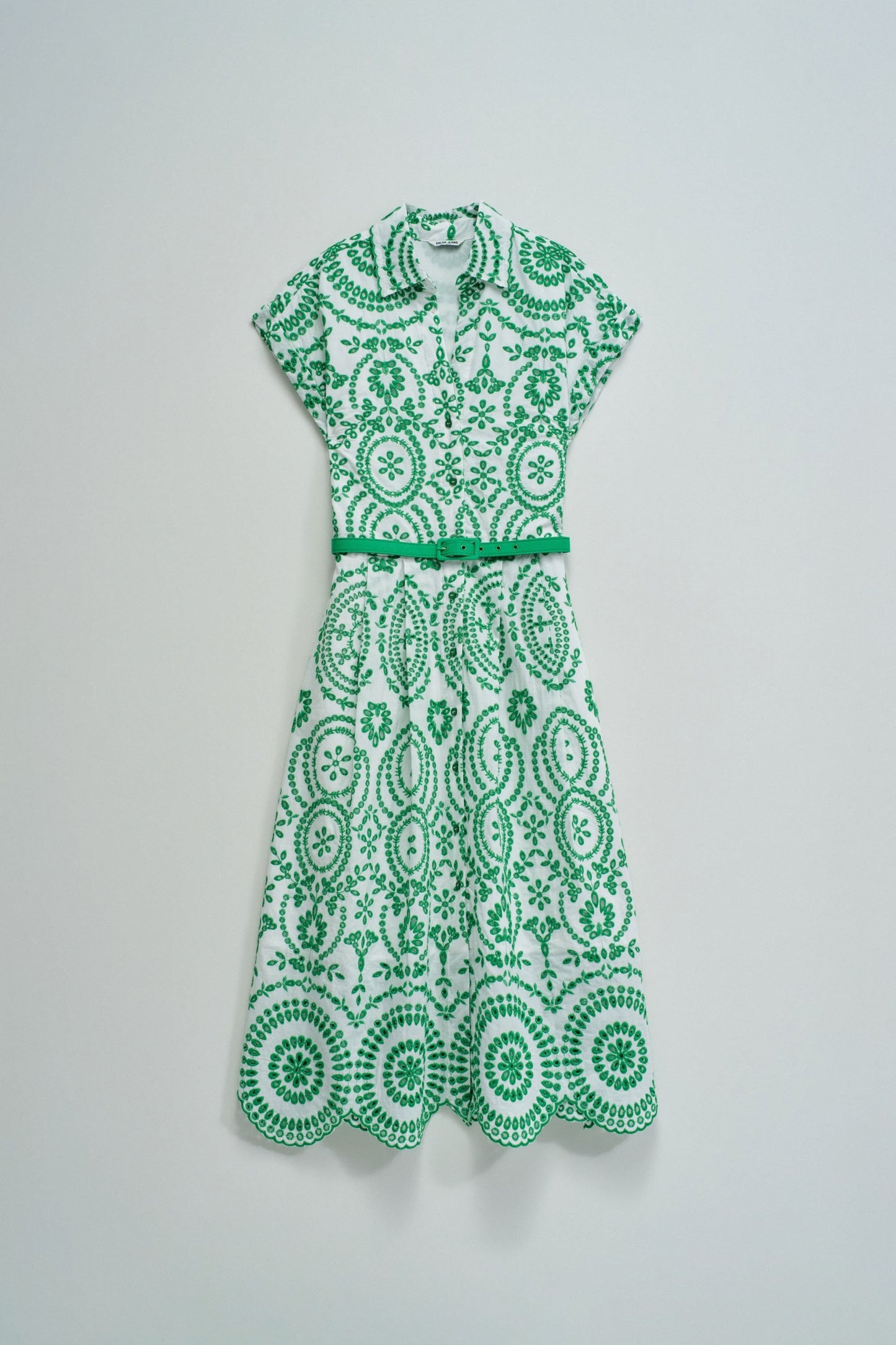 Embroidered Midi Shirt Dress
