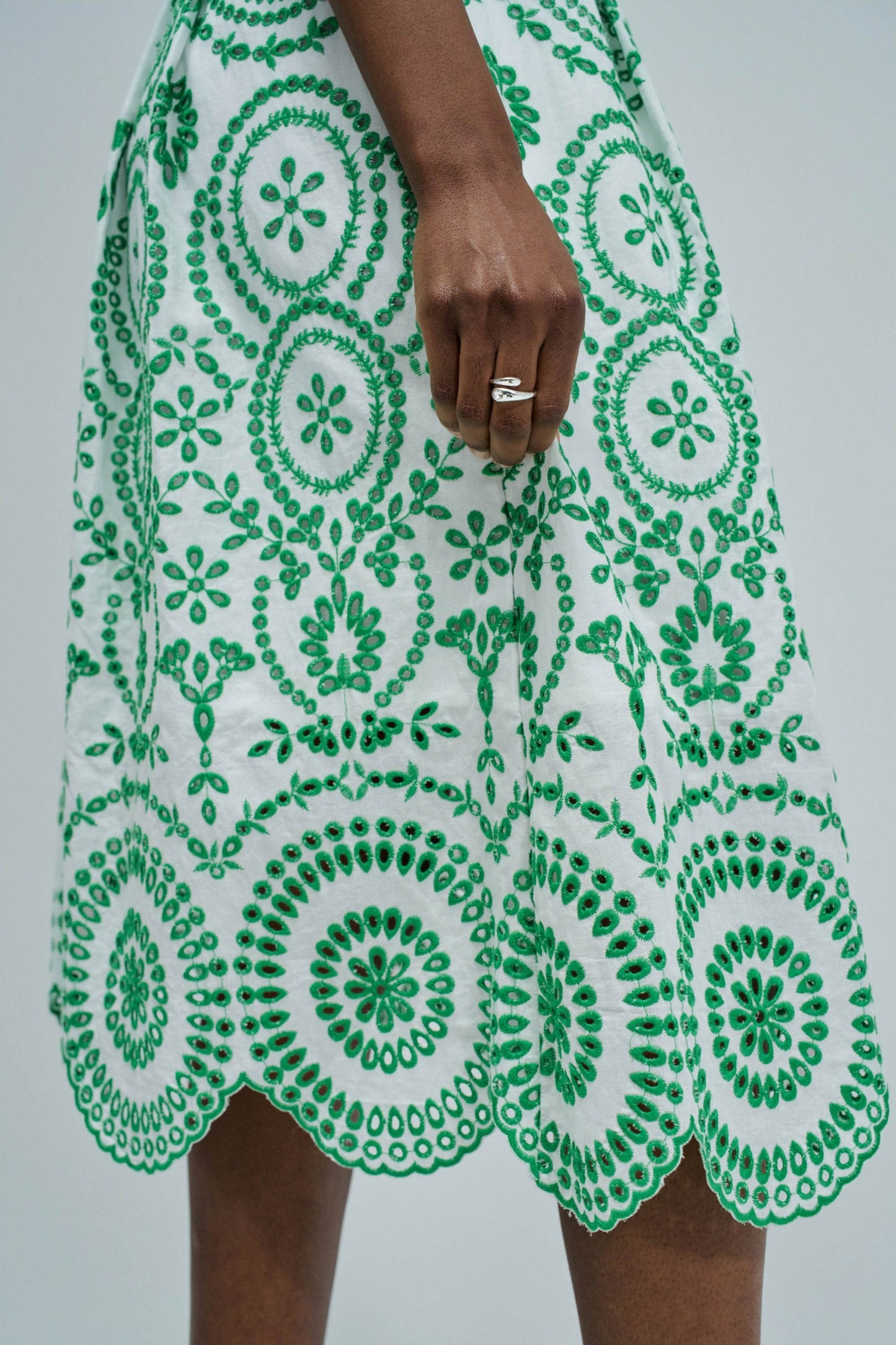 Embroidered Midi Shirt Dress