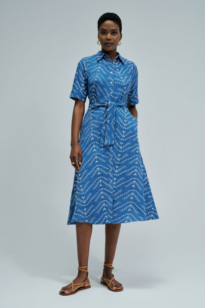 Midi Shirt Dress with Embroidery