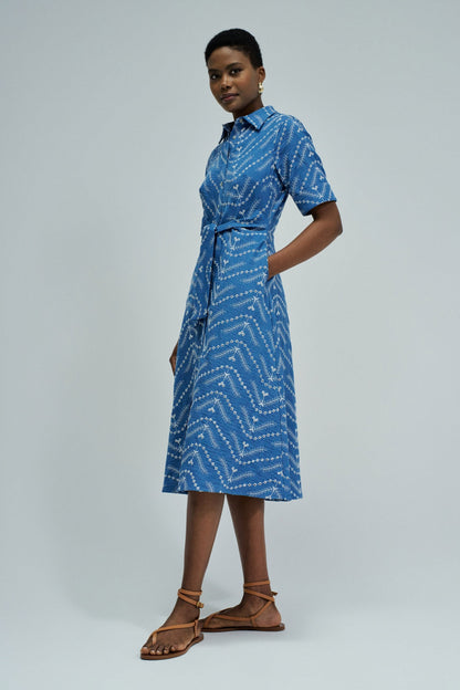 Midi Shirt Dress with Embroidery
