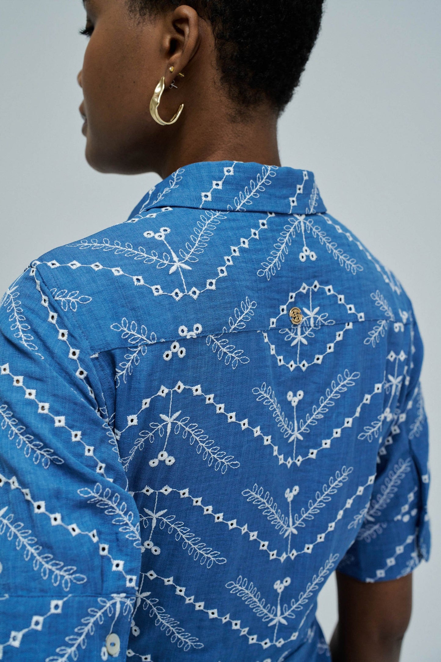 Midi Shirt Dress with Embroidery