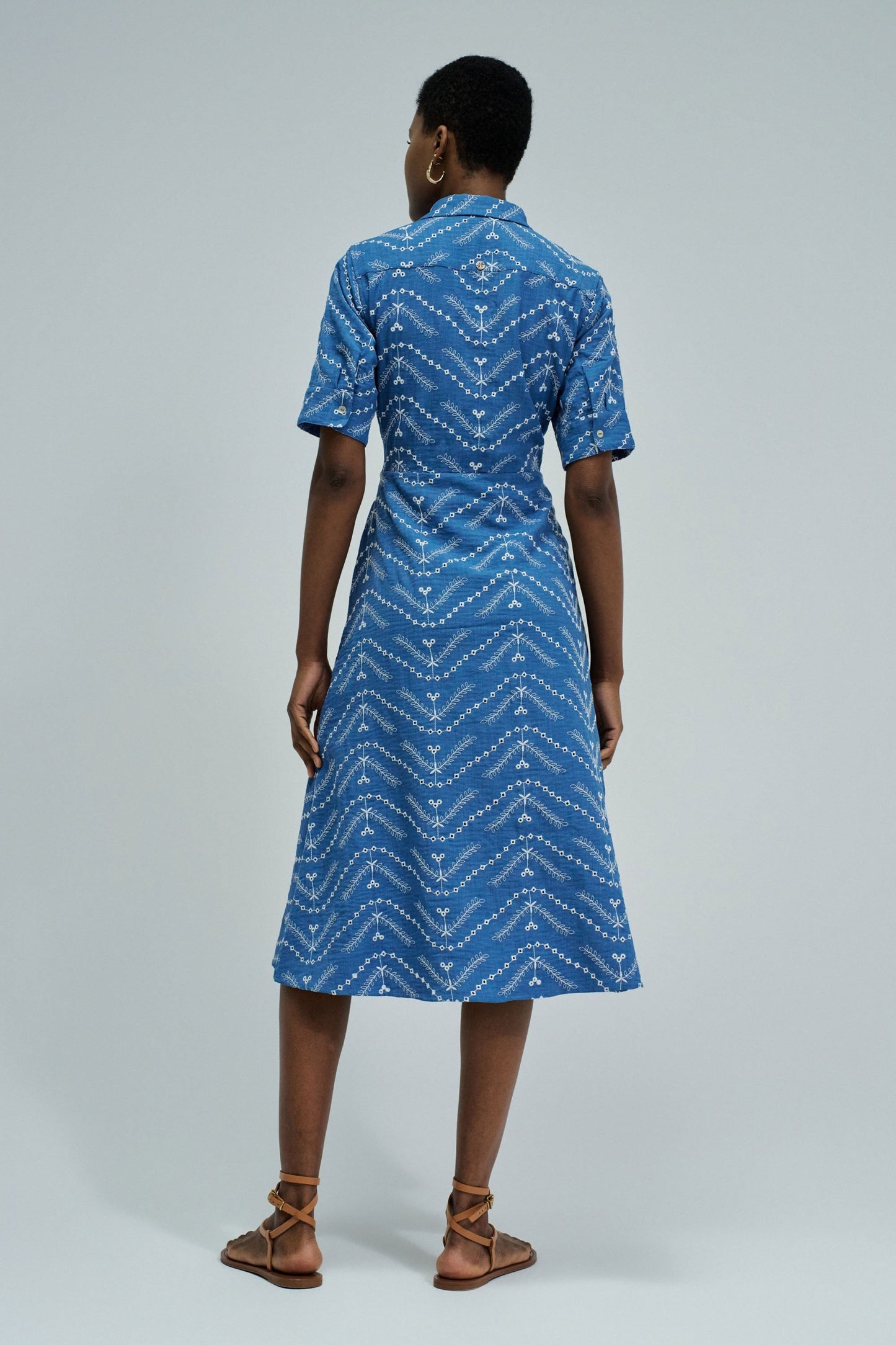 Midi Shirt Dress with Embroidery