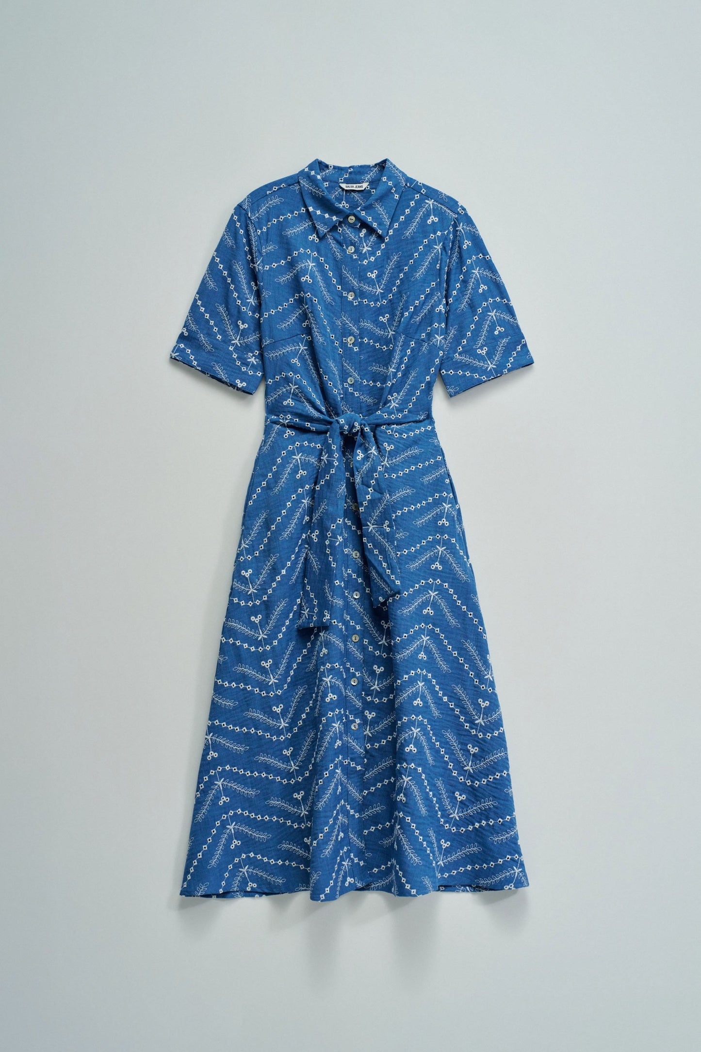 Midi Shirt Dress with Embroidery