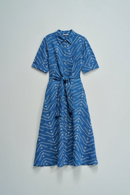 Midi Shirt Dress with Embroidery