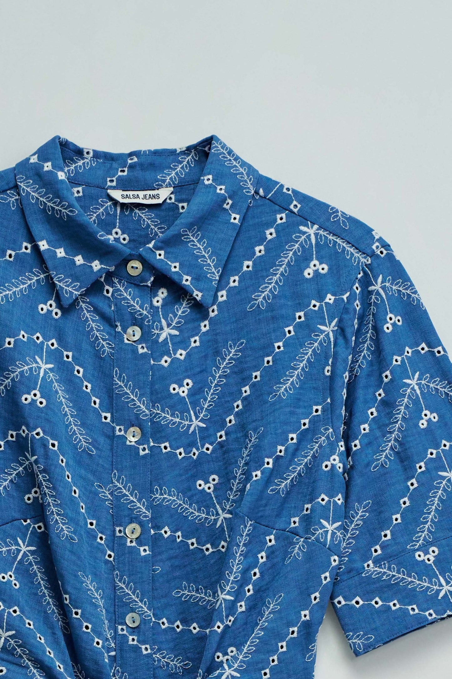 Midi Shirt Dress with Embroidery