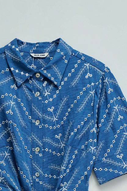 Midi Shirt Dress with Embroidery