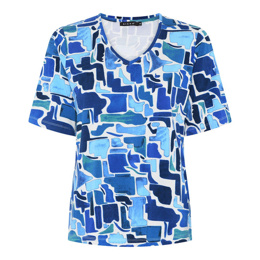 Graphic Print Jersey T-shirt in Blue Mix