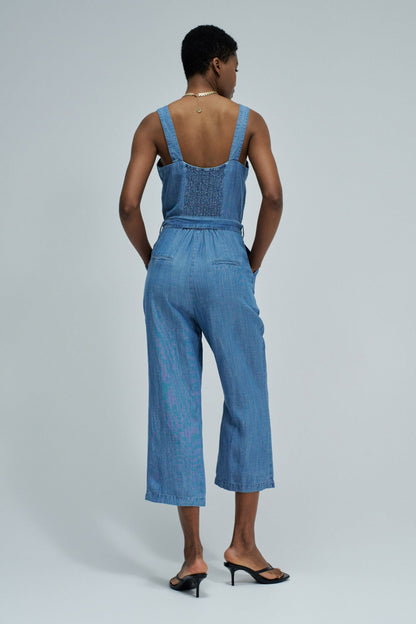Salsa Jeans Denim Sleeveless Button Front Jumpsuit