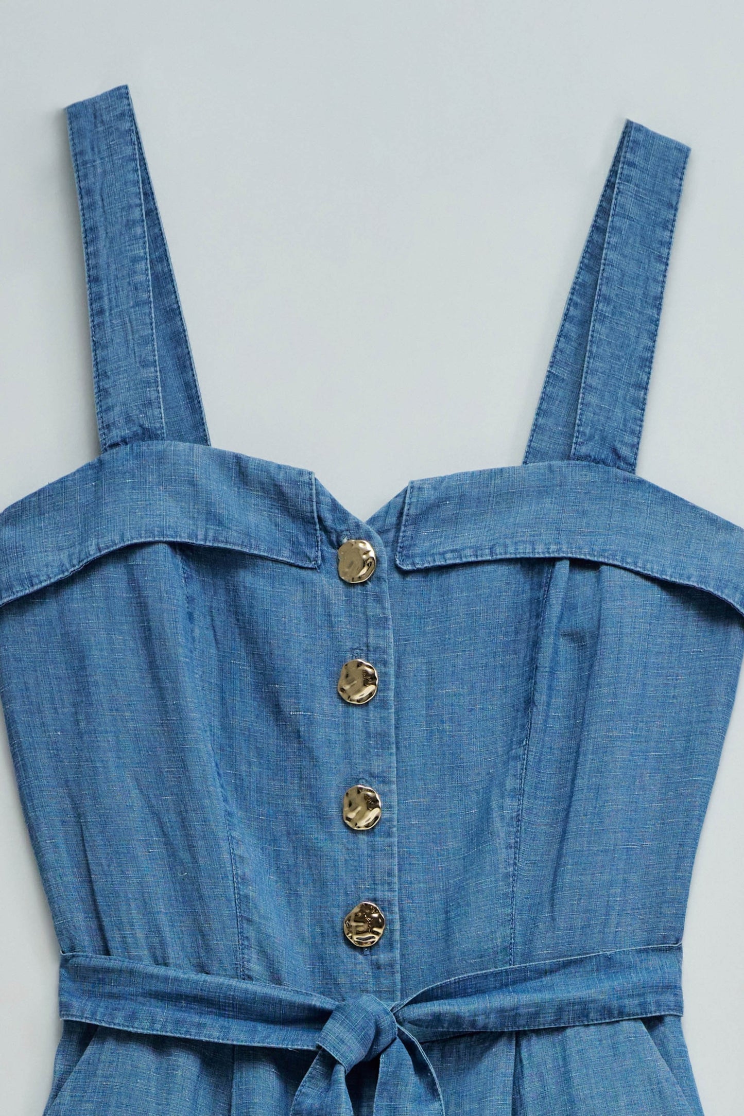 Salsa Jeans Denim Sleeveless Button Front Jumpsuit