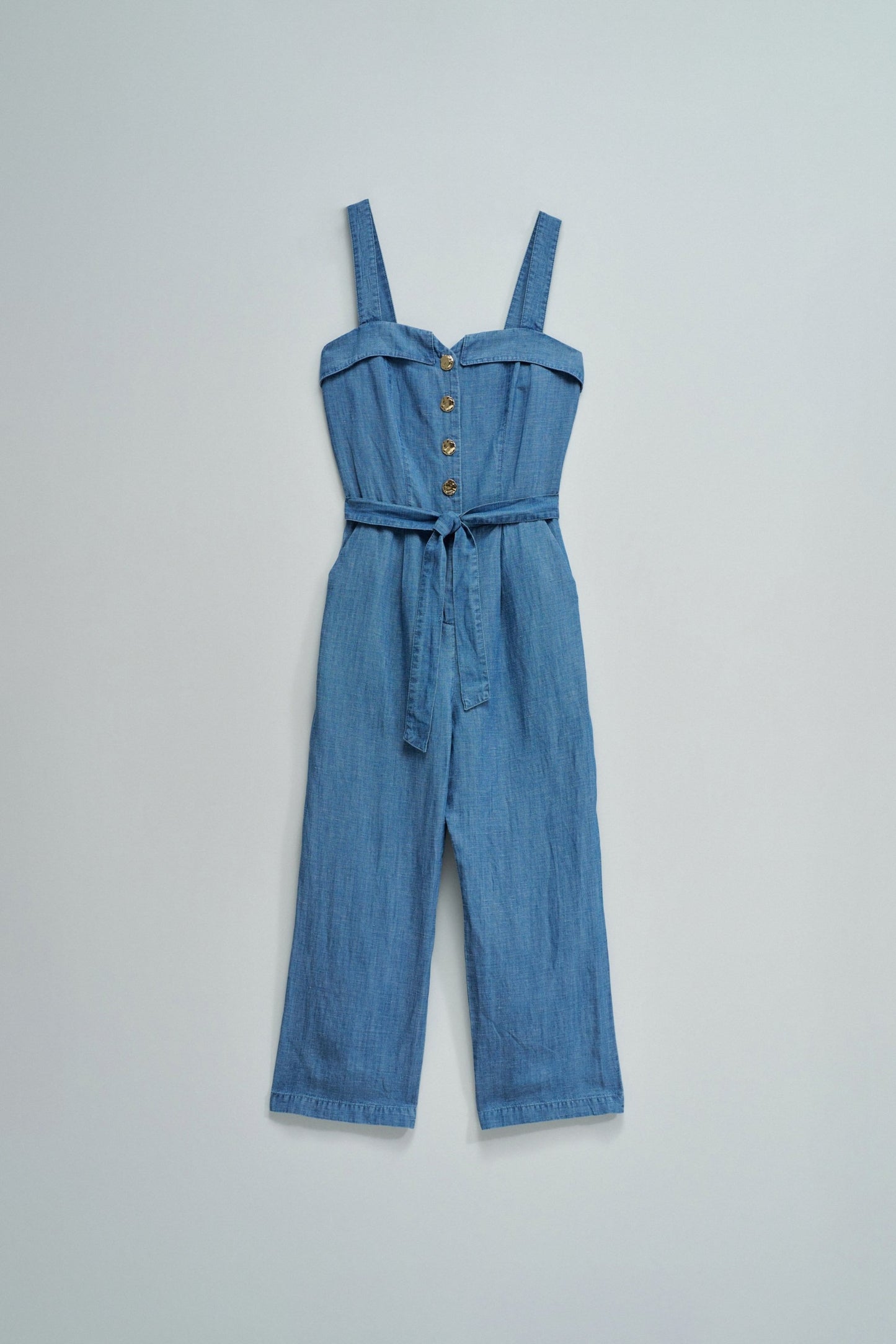 Salsa Jeans Denim Sleeveless Button Front Jumpsuit