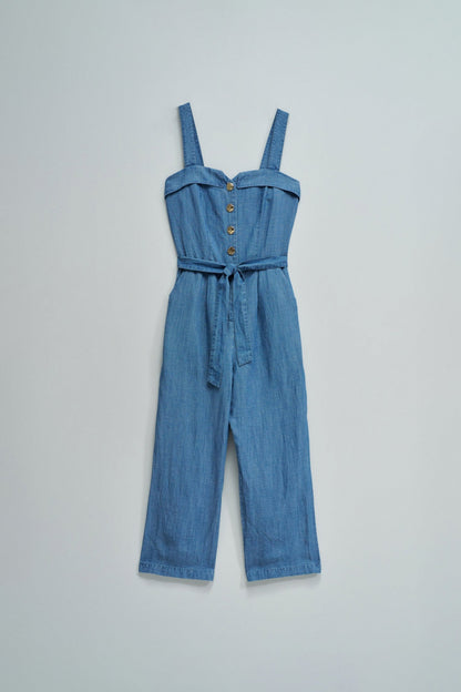 Salsa Jeans Denim Sleeveless Button Front Jumpsuit