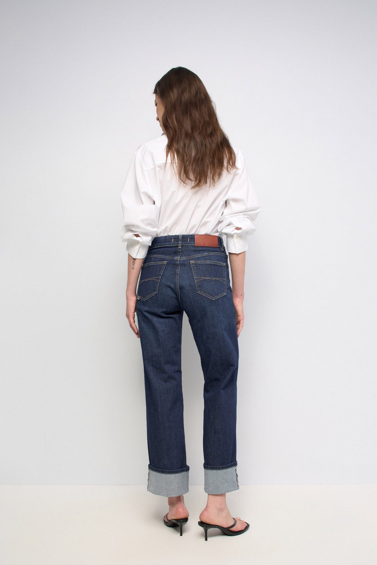 True High Waist Straight Leg Jeans, Dark Blue