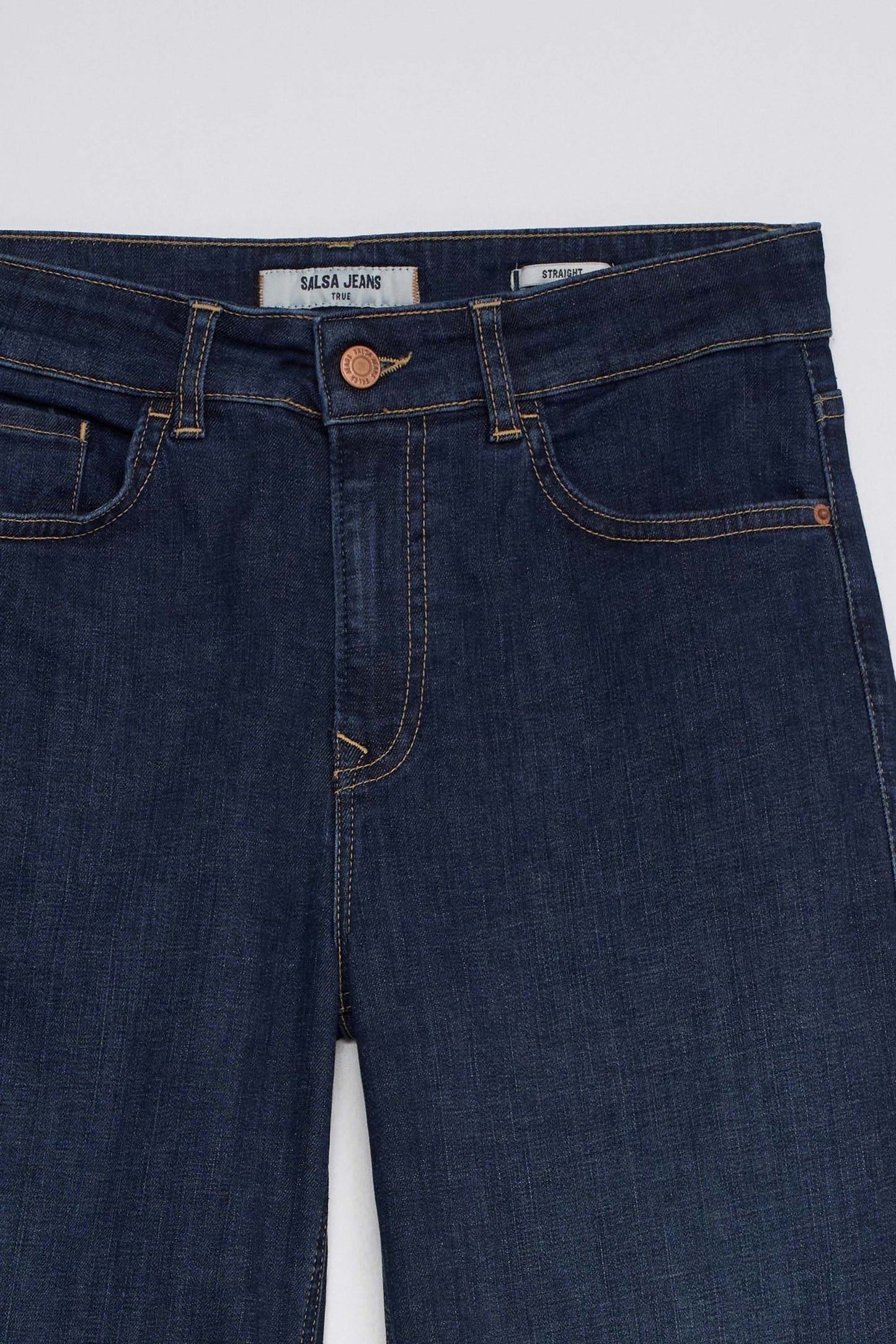 True High Waist Straight Leg Jeans, Dark Blue