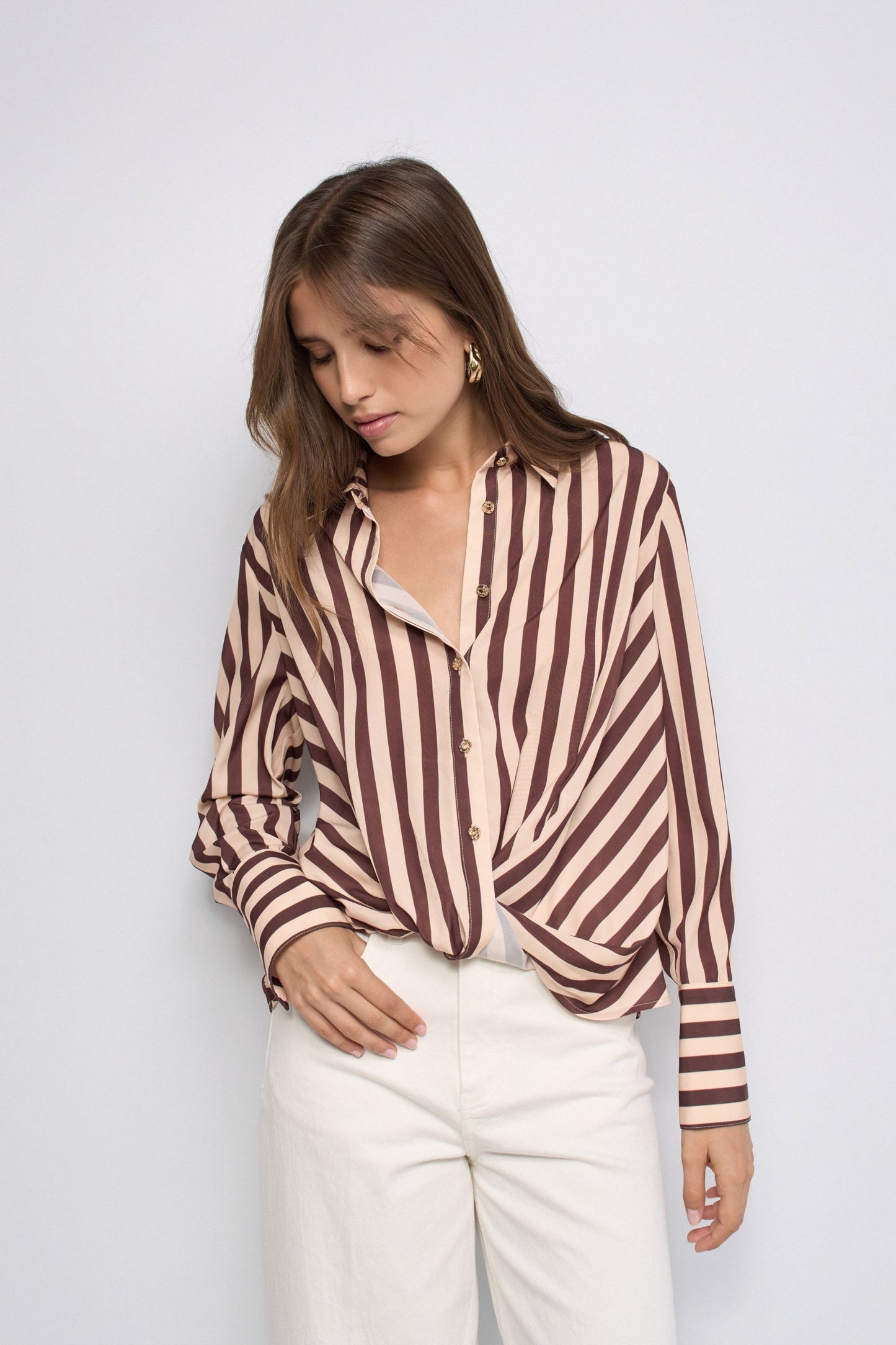 Striped Twist Front Shirt