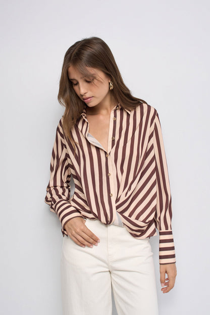 Striped Twist Front Shirt