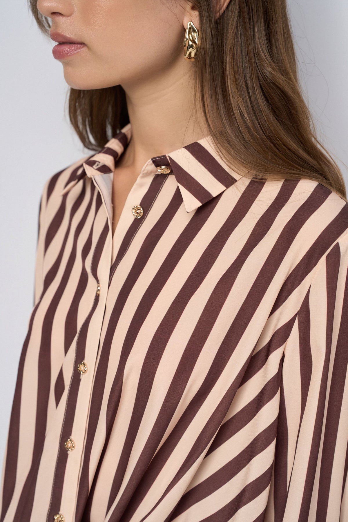 Striped Twist Front Shirt