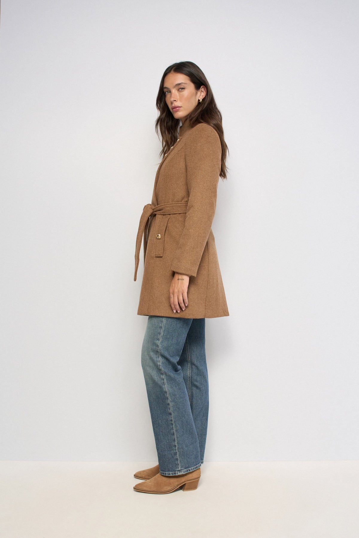 Belted Wool-Blend Coat