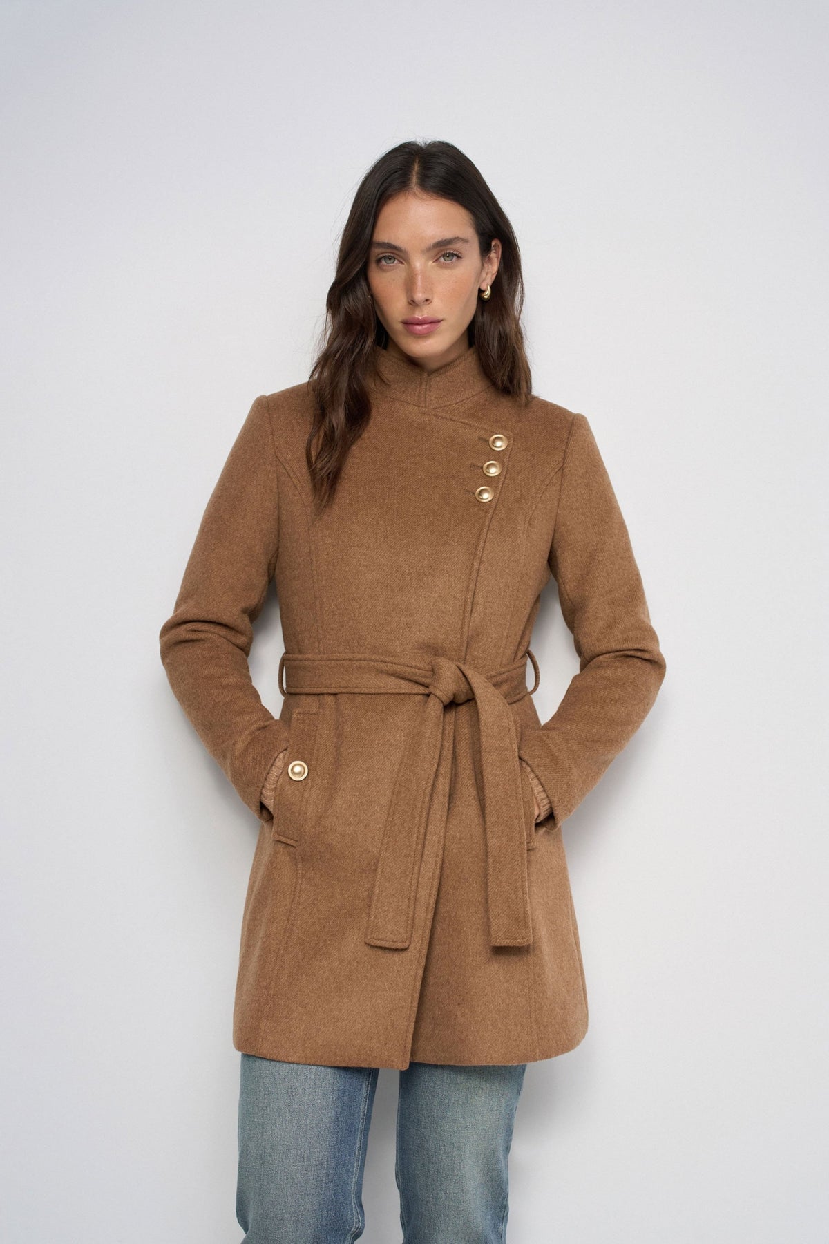 Belted Wool-Blend Coat