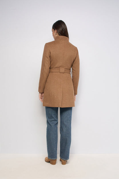 Belted Wool-Blend Coat